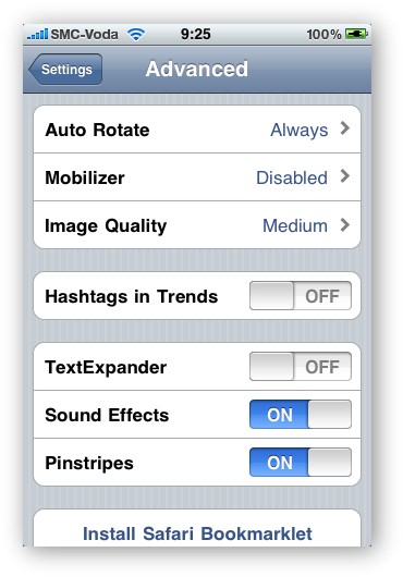 Settings: Advanced