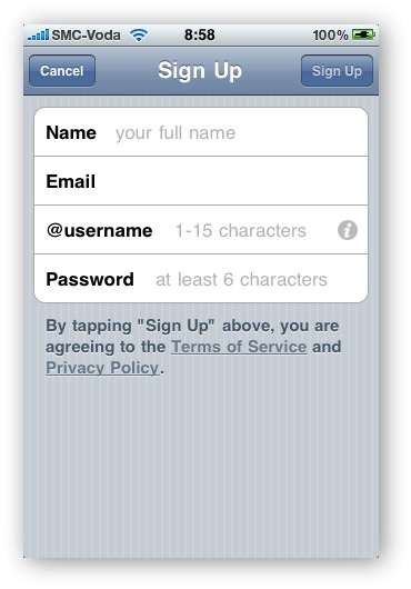 Signup Screen