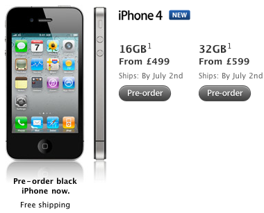 Screen Shot of iPhone 4 UK Estimate Ship Date to July 2nd