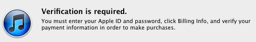 iTunes Credit Card Bug Screen 1